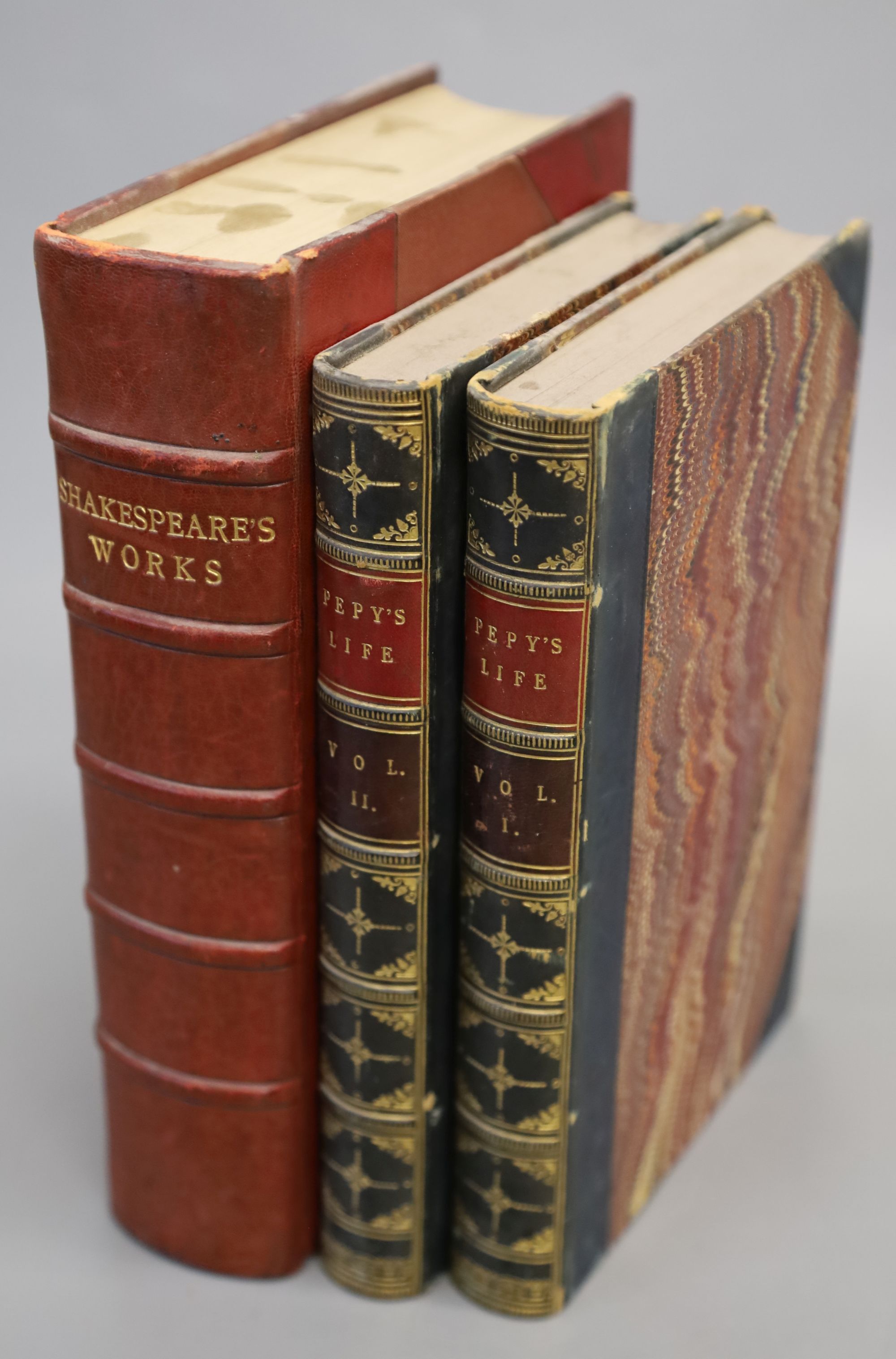 Shakespeare, W. Works, Shakespeare Head Oress, 1934, quarter morocco & Pepys, S. Life, Journals & Correspondence, 1841 (2 vols)